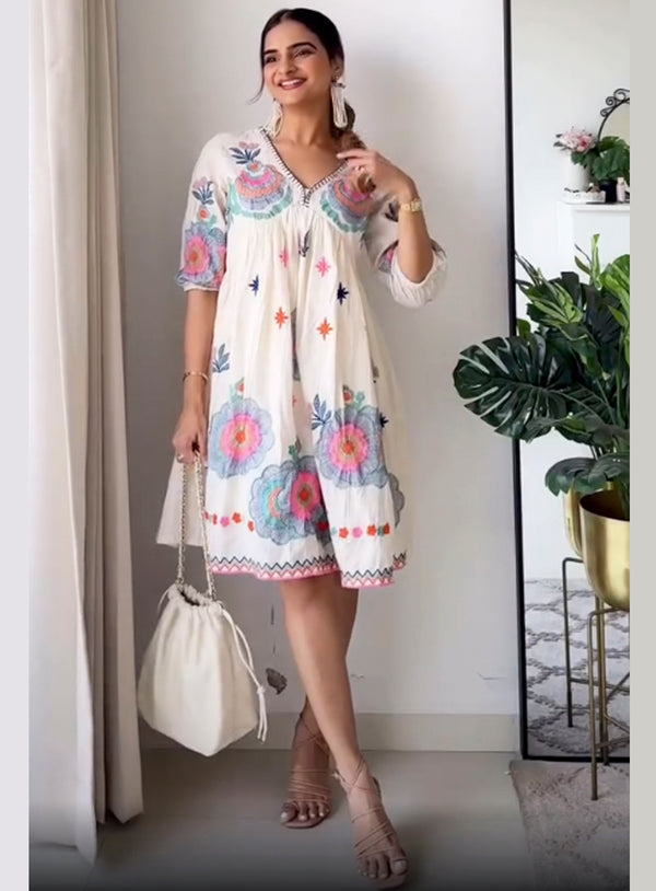 ADM Sunlite- Knee Length Floral Top Dress