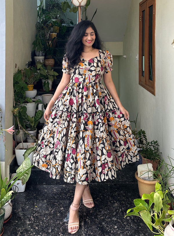 KHANAK  FLORAL MIDI DRESS